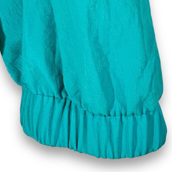 Vintage 80s Windbreaker Jacket Seafoam Green Ikat Print Retro M - Picture 6 of 10
